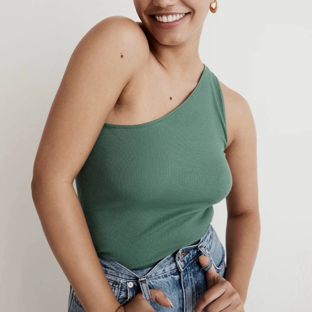 Madewell Supima Rib One Shoulder Tank Top - Picture 2 of 7